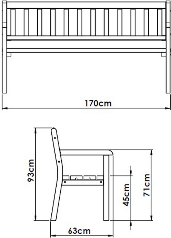 AXI Charlotte Gartenbank aus Holz, 170 cm – Braun