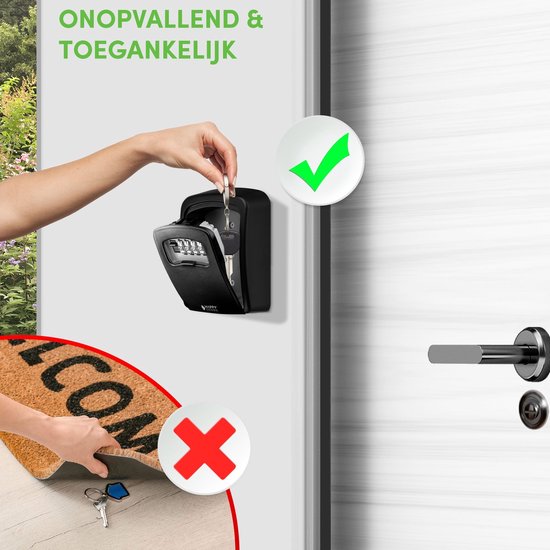 Happy Goods Schlüsseltresor für draußen & drinnen - Schwarz - 12x9x4 cm - Schlüsseltresor mit Code für draußen - Wasserfest - Safe mit Zahlenschloss