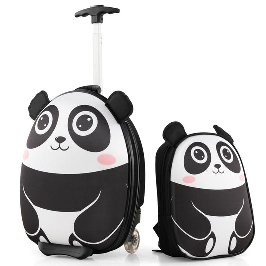 Coast 2-teiliges Kinderkofferset - Rucksack + Reisetrolley - Weiß + Schwarz - 30 x 21 x 40 cm