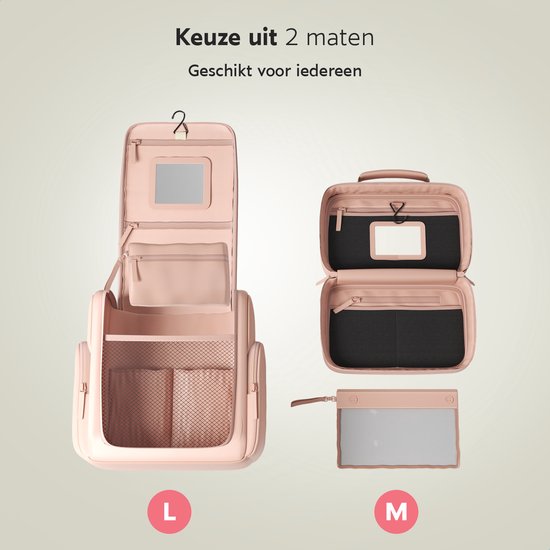 ONYX Kulturtasche Pink - Schminktasche - Kosmetiktasche - Interner Organizer - Schminkspiegel - Aufhängbar - Damen und Herren - Größe: L