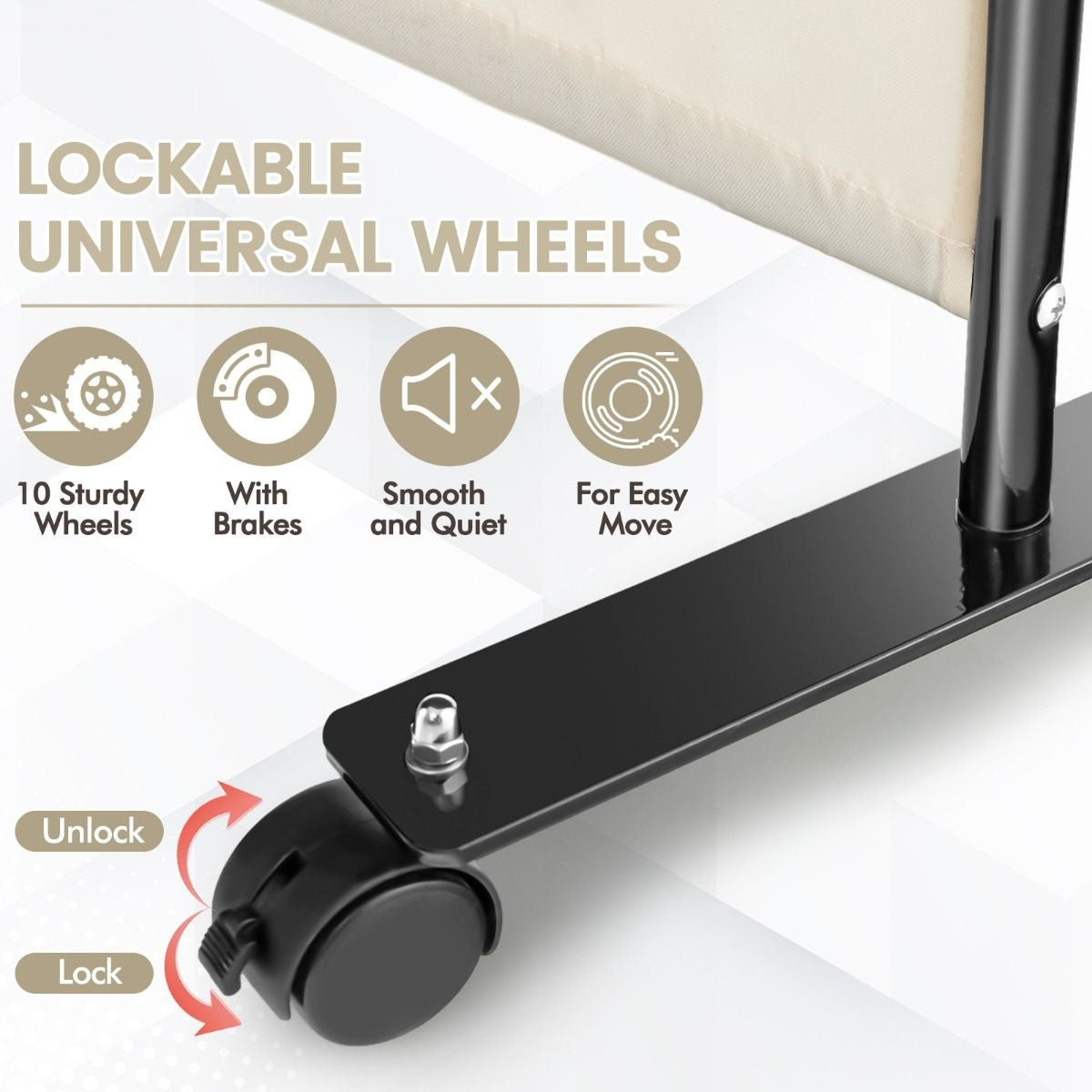 Coast Trennwand - 4-teilig - auf Rädern - faltbar - 225 x 173 cm - weiß