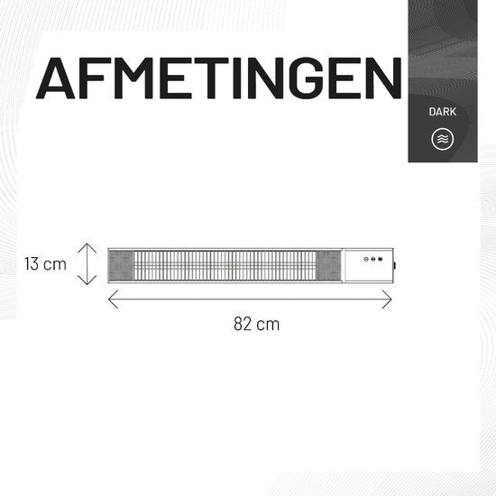 Sunred - Dark line - Schwarz - Wandmodell - Terrassenheizung - Carbon rose gold technology - 2500 W - ECO - 3 Einstellungen - Fernbedienung - Elektroheizung