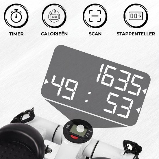 Fitby Stepper – Stepper-Fitnessgerät – Mini-Stepper – Heimtrainer – Display – Mit Widerstandsbändern – Weiß