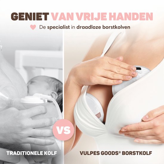 Vulpes Goods BabyCare Double Breast Pump PRO V2 - Elektrische Milchpumpe - App Steuerung - 150 ml - USB-C Wiederaufladbar - Weiß/Rose Gold