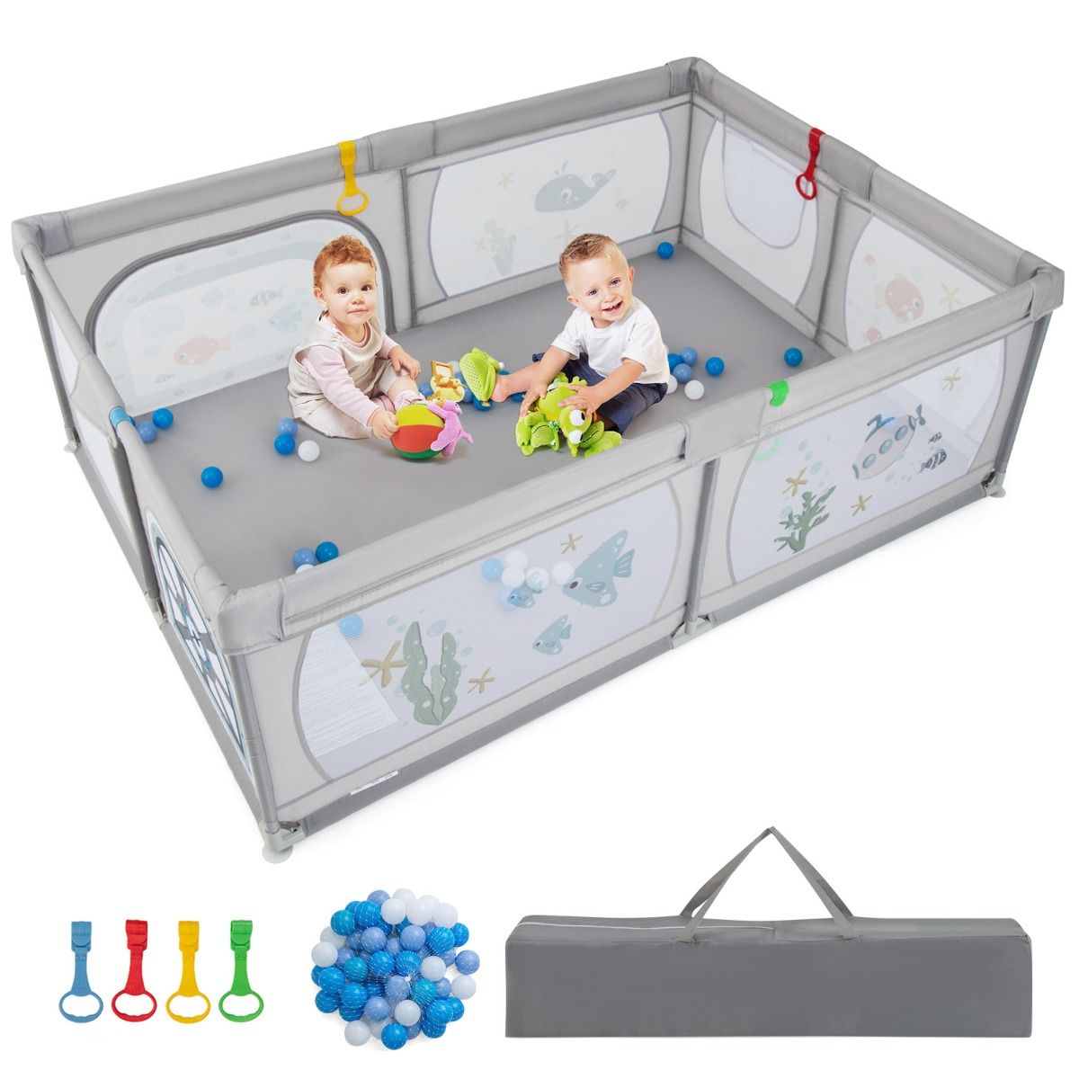 Coast Baby Box - faltbar - Reißverschluss - 206 x 147 x 68,5 cm - Inkl. 50 Bälle