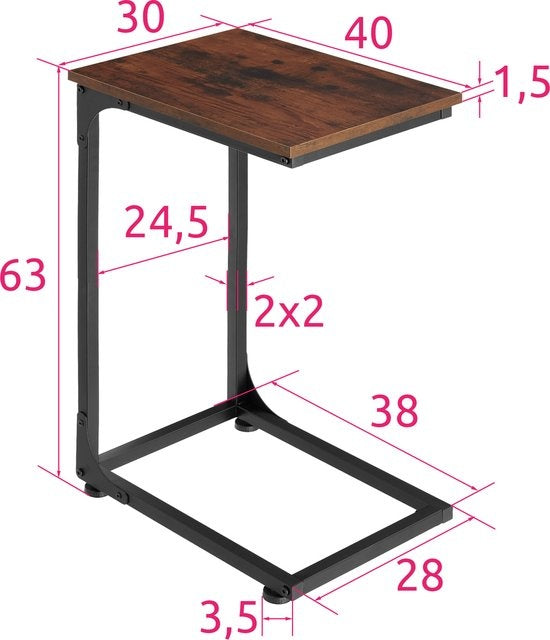 tectake - Beistelltisch Erie - industriell - dunkelbraun - 40x30x63 cm - 404455