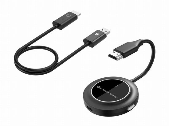 Conceptronic ATHERIC02B – Drahtloser Bildschirmadapter – Drahtloses HDMI-Verlängerungsset 1080p – HDMI/USB – Full-HD-Dongle