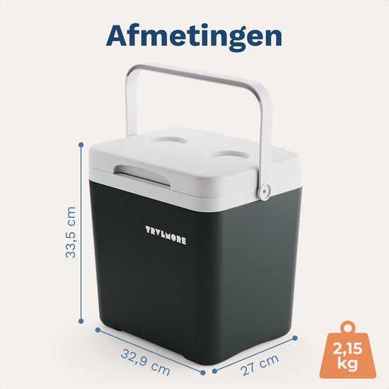 TRVLMORE Cool Box 14L - 47 Stunden Kühlung - Kühlbox - Inklusive Kühlelement - Cool Box Small - Anthrazit