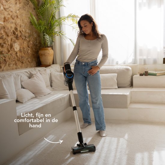 Techweise TV1 Kabelloser Staubsauger - Akkulaufzeit 90 Minuten - Extrem leistungsstark - Mit 3 Zubehörteilen - Staubbuster - Staubsauger ohne Beutel