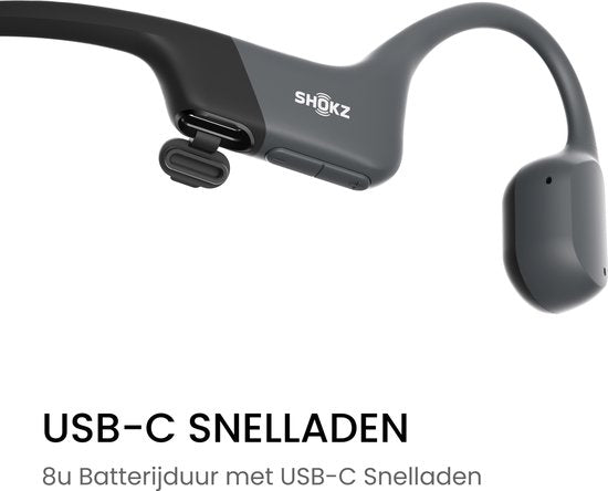 Shokz OpenRun USB-C Open-Ear-Sportkopfhörer – Knochenleitung – Kabellos – IP67 – Schwarz