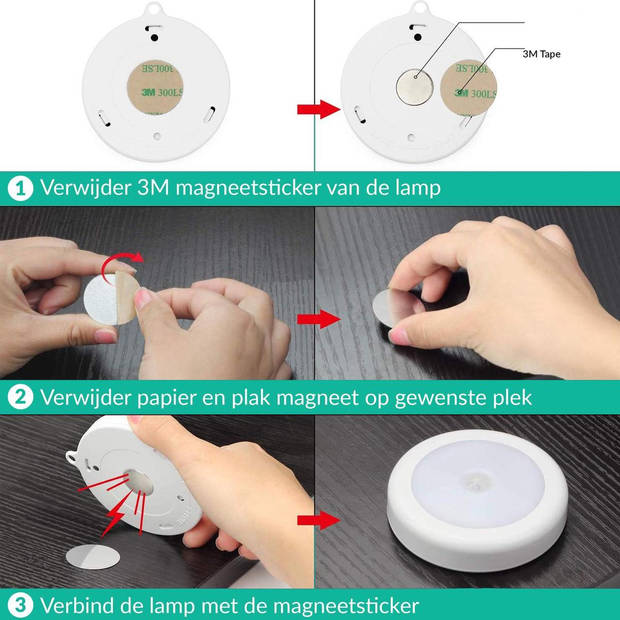Iqonic - 3er Pack kabellose Led-Lampe - Warmweiß - 8x8x1,7 cm