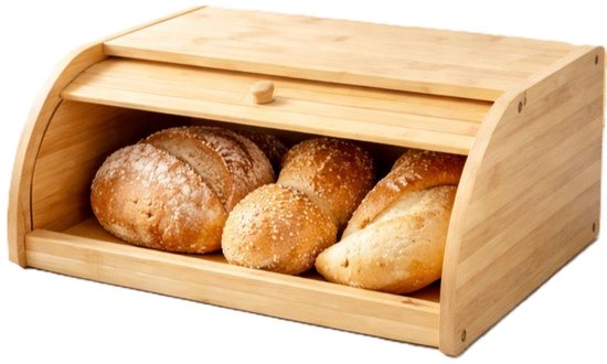 Ceruzo Brotkasten aus Bambus – Brotkasten mit Rollverschluss – 38 cm