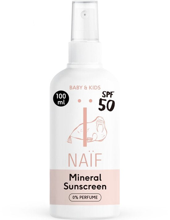 Naïf – Mineralisches Sonnenschutzspray – Baby & Kinder – LSF 50 – Mit Duftstoffen – UVA/UVB-Schutz – 100 ml