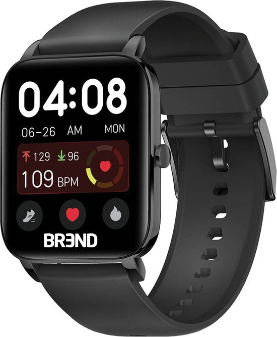 BREND Smartwatch für Frauen und Männer - Schrittzähler, Blutdruckmesser und Herzfrequenzmesser - Sportuhr - wasserdicht - schwarz