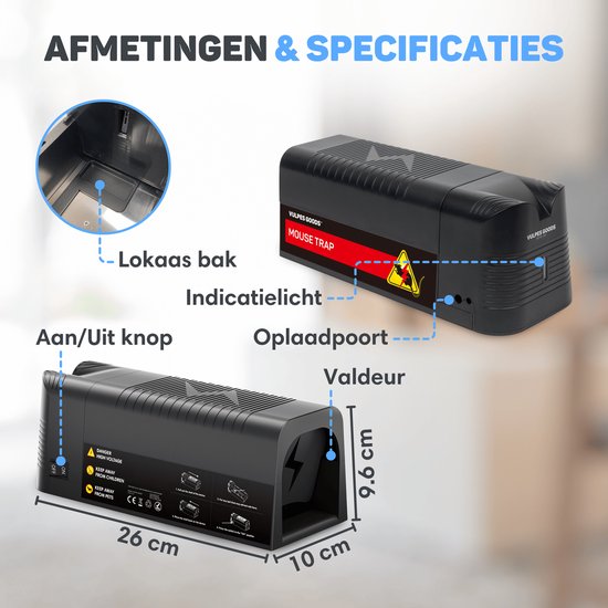 Vulpes Goods® Repellent - Elektrische Mausefalle Pro - Effektive Mausefalle für Innenräume - Kabellos & wiederaufladbar - Sicher, hygienisch & langlebig - Auch als elektrische Rattenfalle geeignet