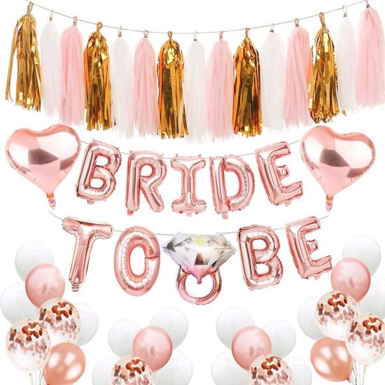 Happy Goods Bride to Be Dekorationen - Luftballons & Zubehör - 32 Stück - Bachelorette Party Woman - Team Bride - Bachelorette Party - Slingers