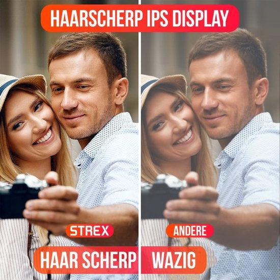 Strex Digitaler Fotorahmen mit WiFi - 10,1-Zoll-Touchscreen - Frameo Software über App