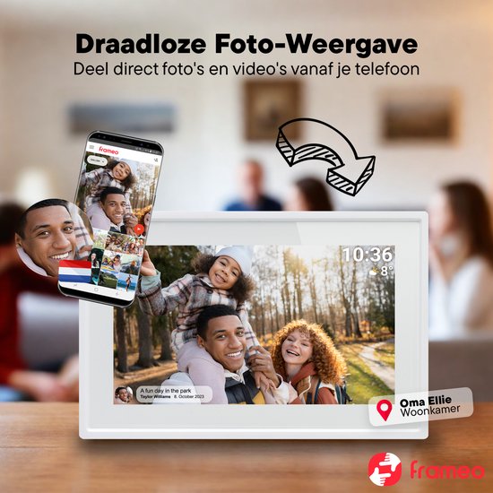 Denver Digitaler Fotorahmen 7 Zoll - Frameo App - Fotorahmen WiFi - IPS Touchscreen - 8GB - PFF725W