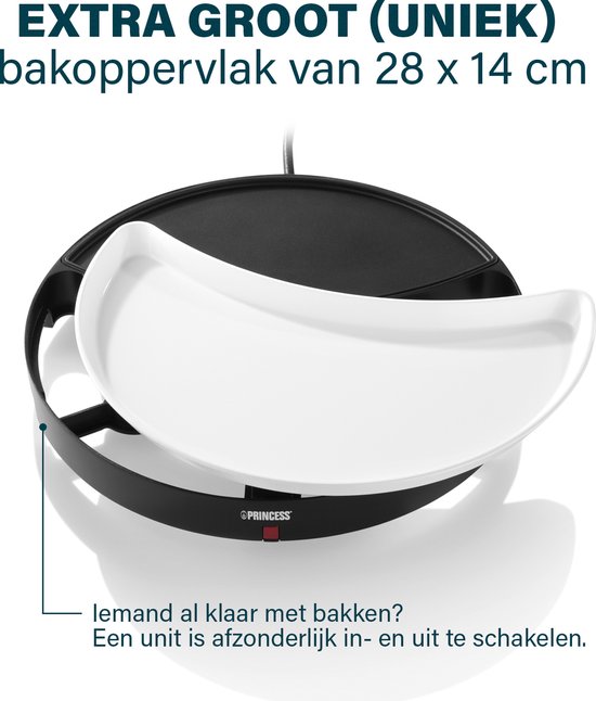 Princess Dinner4All 103080 – Gourmet-Set – Grill- und Backplatte – Extra langes 2-Meter-Kabel – Für 4 Personen – Spülmaschinenfest – PFAS-frei – Erweiterungsset erhältlich