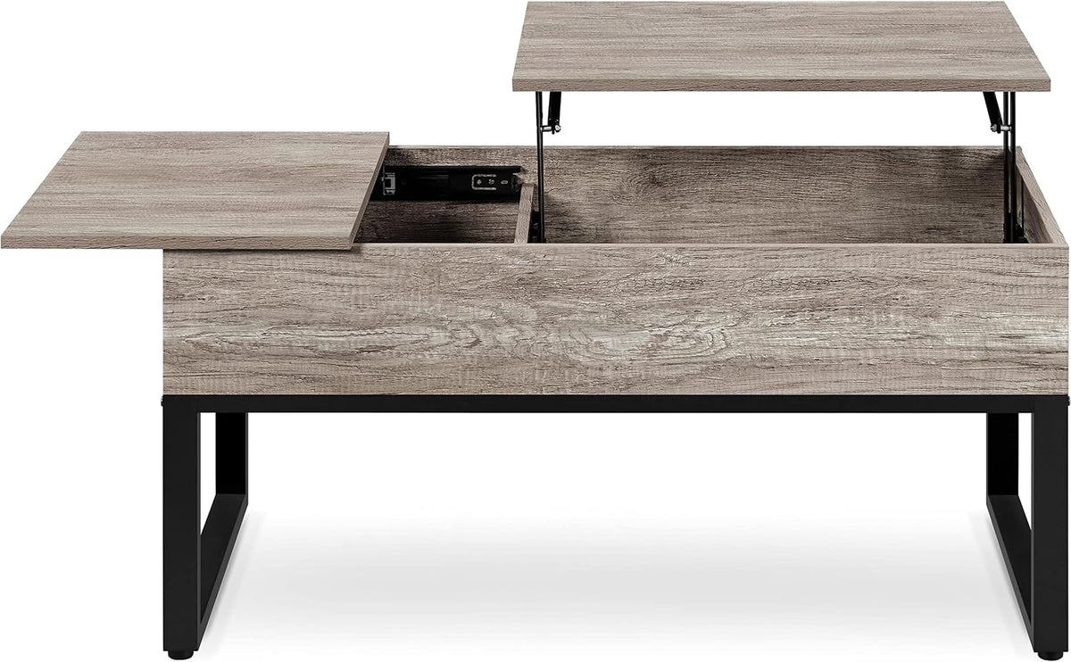 Yaheetech Couchtisch mit hochklappbarer Platte und verstecktem Stauraum – 105 x 50 x 61 cm – Grau