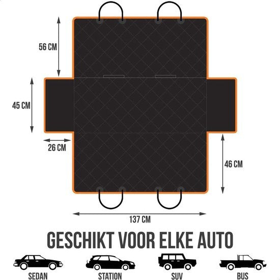 Strex - Hundedecke - Auto-Rücksitz & Kofferraum - 137 x 147 CM - inkl. Hundeleine & Aufbewahrungstasche - Schwarz