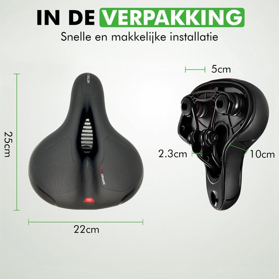 Travelhawk Fahrradsattel - City-Sattel - Extra komfortabel - Belüftung - Unisex - Schwarz