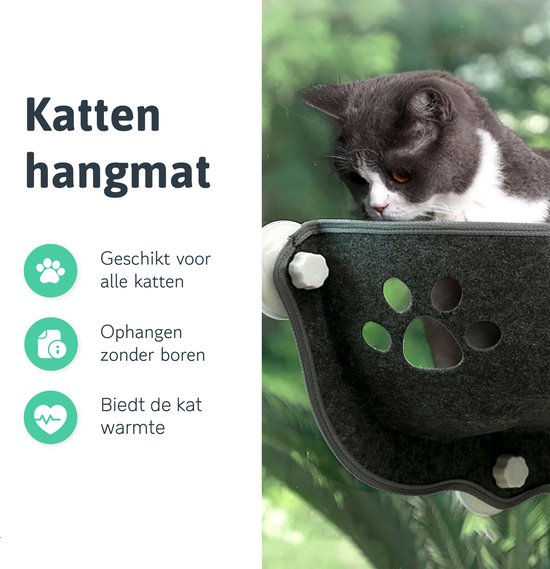 LBB Katzenhängematte - Für Fenster - Schalenform - Katzenkorb - Fenster - Hängematte Katze - Tiere - Katzenbett - Katzenkorb - Schlafplatz - Liegeplatz - Grau