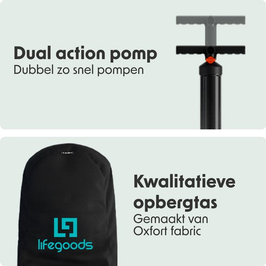 LifeGoods PaddlePro SUP Board - mit Sitz - Aufblasbares Paddle Board - Komplettset - Max. 150KG - 320x81cm - Holz/Blau