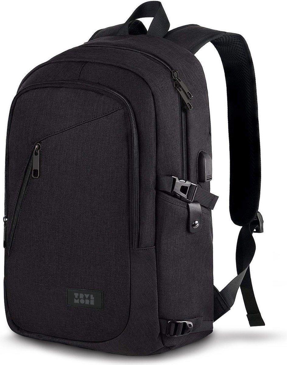 TRVLMORE Rucksack - 25L - 15.6 Zoll - Laptop-Rucksack - Schultasche - Unisex - Spritzwassergeschützt Schwarz