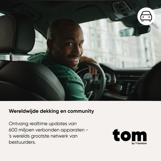 Tom by TomTom | Blitzerwarner für das Auto | Warnt vor fest installierten und mobilen Blitzern sowie Staus | Ohne Abonnement | CarPlay & Android Auto | Hergestellt in Europa
