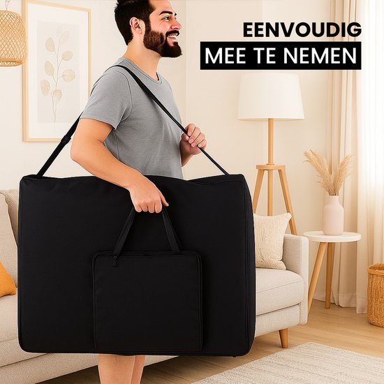 Fitby Massagetisch – Zusammenklappbarer Massagetisch – Behandlungstisch – Höhenverstellbar – 185 x 60 cm – Schwarz