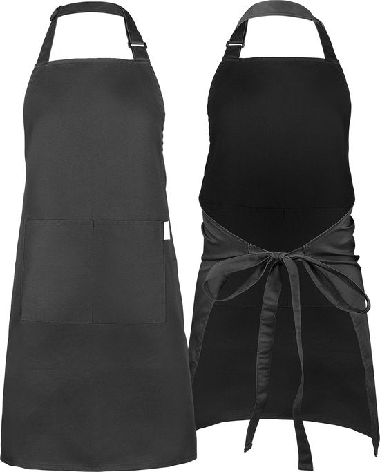 Küchenschürze - Wasser- und schmutzabweisend - Professionelle Kochschürze - Schürze für Damen und Herren - Catering-Schürze - Unisex - Verstellbare Schnalle - Extra große Fächer - Grau