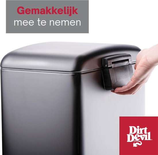 Dirt Devil Treteimer 30 Liter – Abfallbehälter mit Soft-Close-Mechanismus – Mülleimer mit herausnehmbarem Inneneimer – für Küche und Bad – 34,5 x 32,5 x 61,5 – Edelstahl – Schwarz