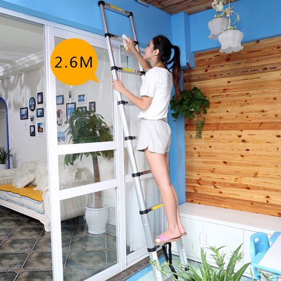 Teleskopleiter – Teleskop-Klappleiter – Arbeitshöhe – Aluminium – Für den privaten und professionellen Gebrauch geeignet – Teleskop-Klappleiter – Max. Tragkraft 150 kg