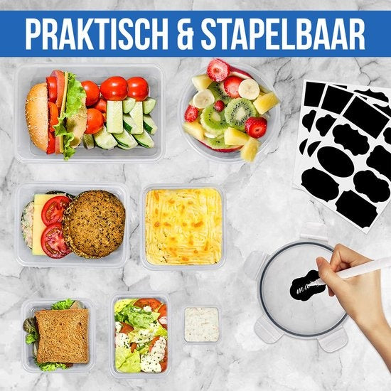 Strex Food Storage Containers - Meal Prep Containers - Kunststoff-Gefrierschrank-Container - mit Deckel - 18 Stück Set - BPA Free Microwave Containers