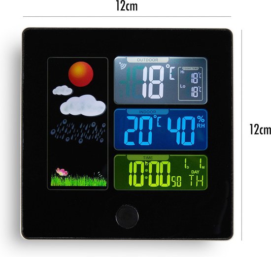 Dutch Originals Wetterstation - kabellos - Wetterstation mit Außensensor - Innen und Außen - Schwarz