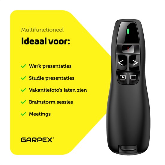 Garpex® Wireless Presenter - Präsentationsklicker - Wireless Presenter - Powerpoint-Fernbedienung - Laserpointer - Wireless
