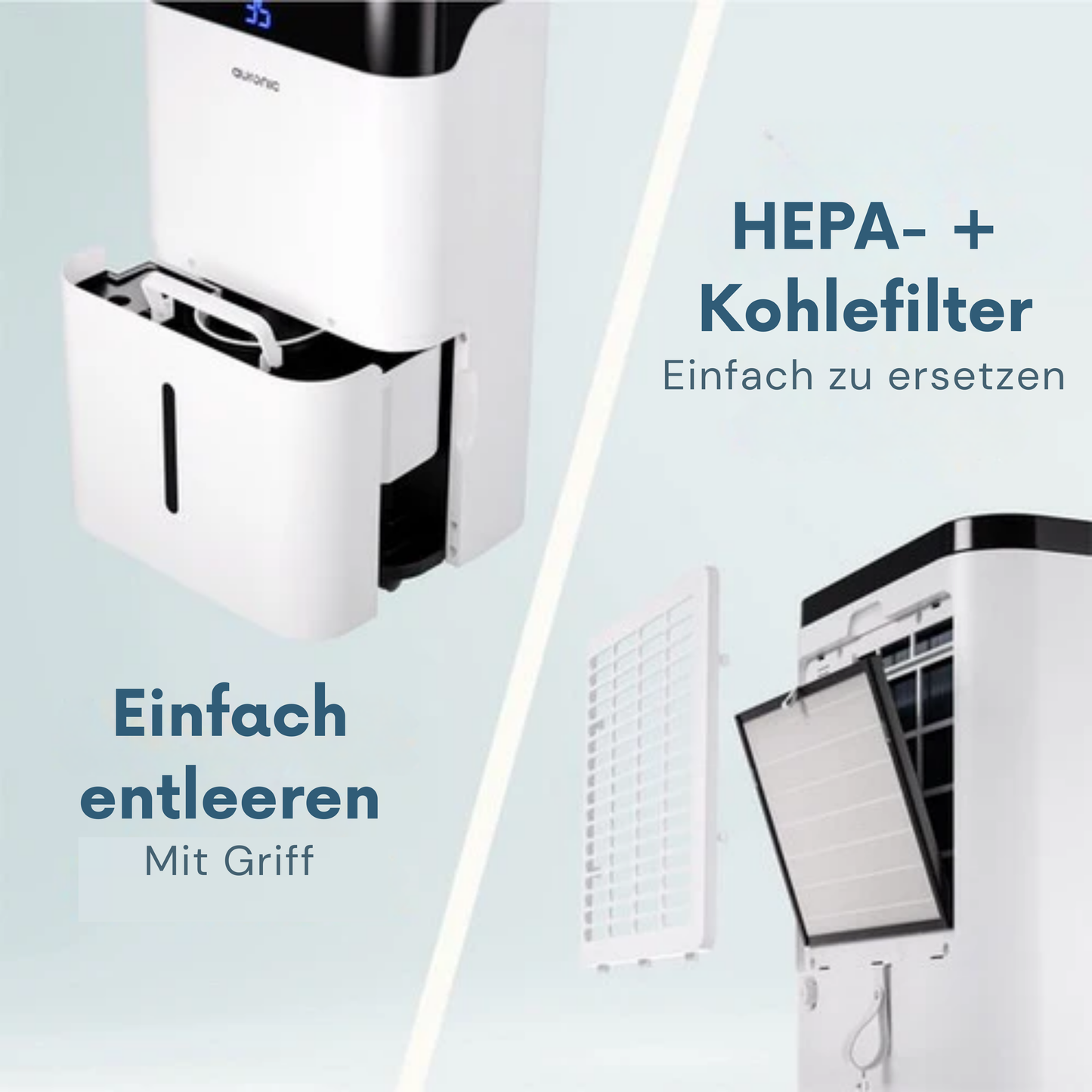 Auronic Luftentfeuchter und Luftreiniger - Better Plus Serie - Entfeuchtet 12L pro Tag - 5L Wassertank - Schlafzimmer, Badezimmer, Wohnzimmer und Büro - Weiß