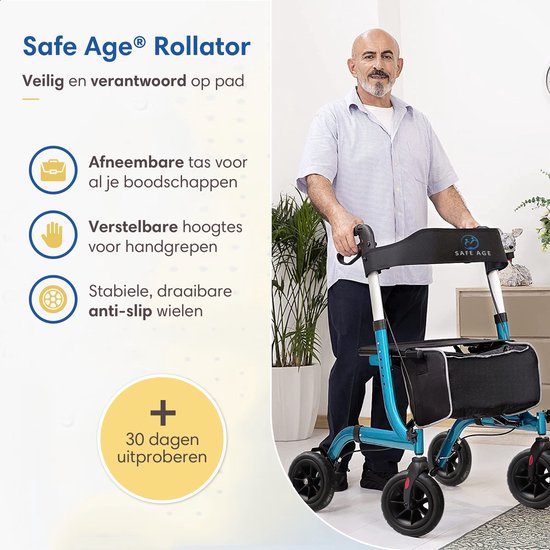SafeLife Rollator faltbar mit Sitzfunktion - für den Innen- und Außenbereich