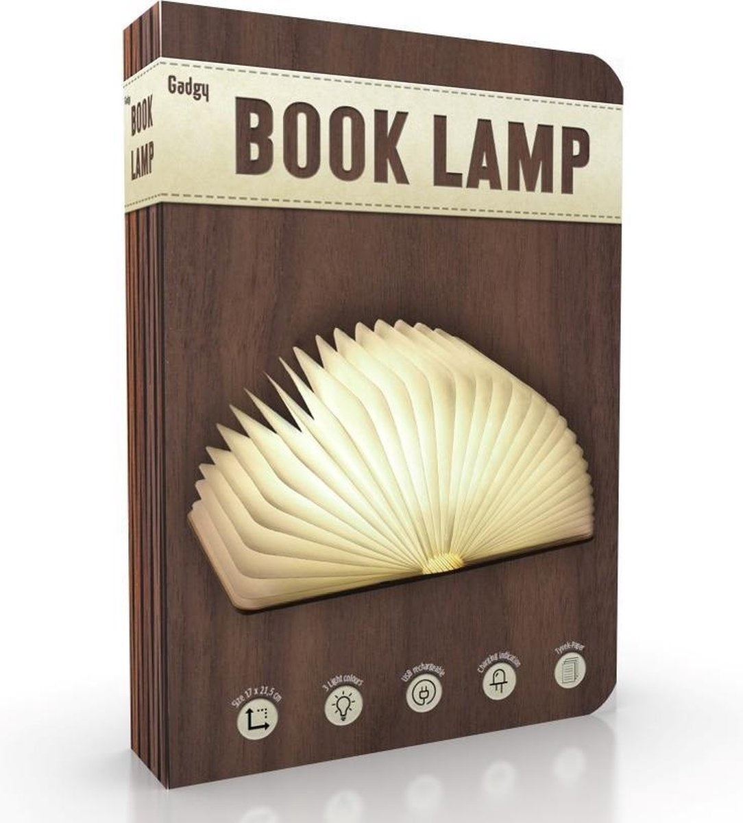 Gadgy Book Lamp - Tischlampe für das Schlafzimmer - Stimmungsvolle Innenbeleuchtung - Größe: 21,5 x 17cm - Wiederaufladbar