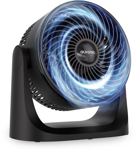 Auronic Tischventilator – 3 Geschwindigkeitsstufen – Mini-Ventilator – Standventilator – Wandmontage möglich – 41 dB – 90°-Oszillation – 7 Meter Luftstrom – Schwarz