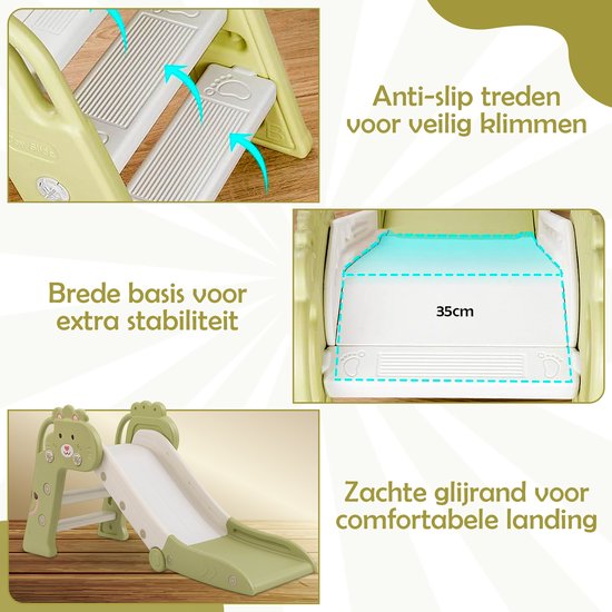 Bambini Slide - Rutsche für Kleinkinder - Rutsche für draußen - Rutsche für drinnen - Spielplatz - faltbar - Grün
