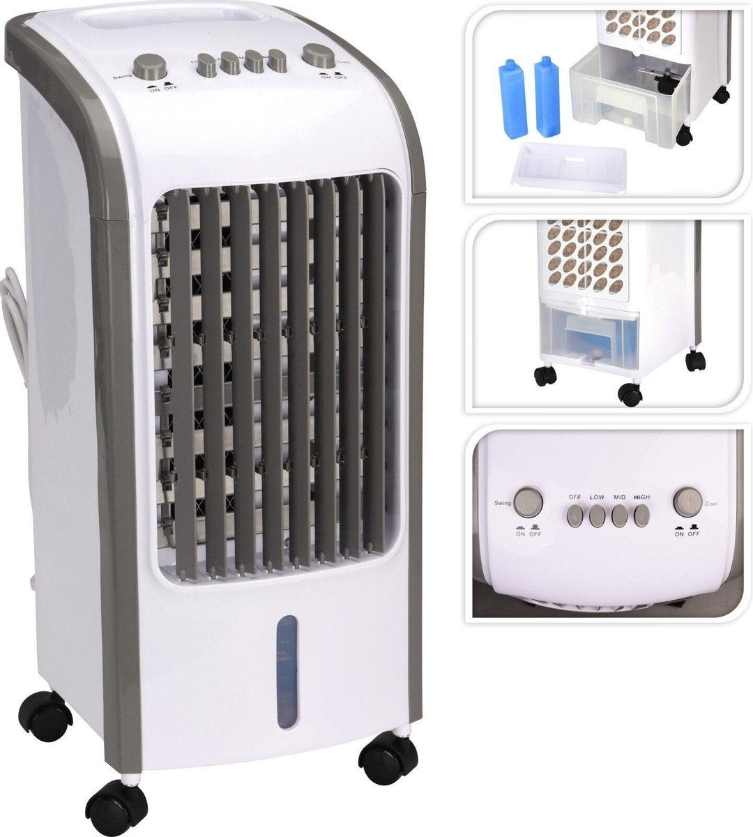 Excellent Electrics - Luftkühler - 3.5L - 80 Watt - leiser Ton - 3 Geschwindigkeiten- Weiß
