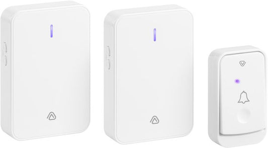 Vlectro - Drahtlose Türklingel mit 2 Empfängern - Weiß - Türklingel mit 2 Empfängern