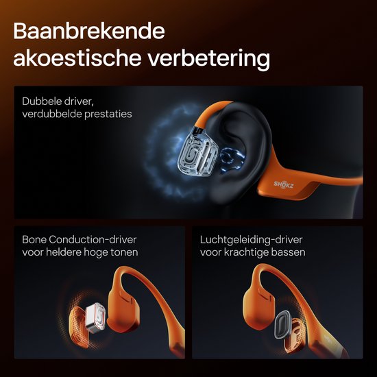 Shokz OpenRun Pro 2 – Knochenleitung – Sport-Kopfhörer – Orange