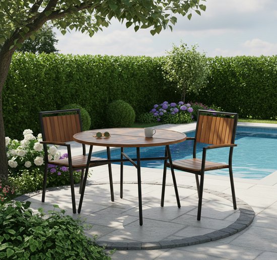 VDD – Gartentisch – Tisch für den Außenbereich – Runder Tisch – Aluminium – 100 x 73,5 cm