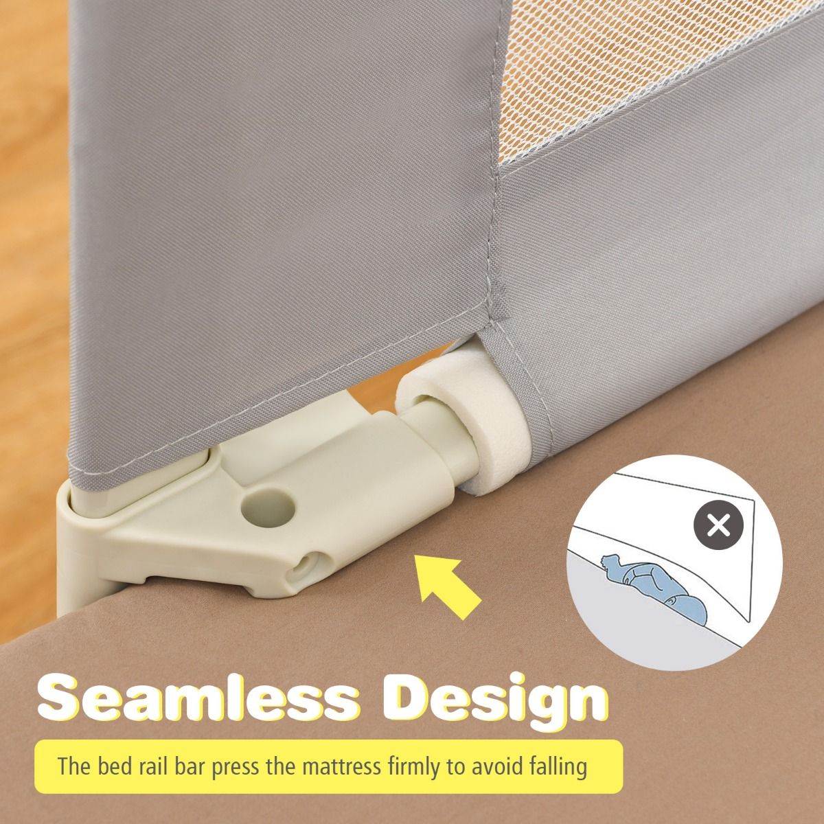 Coast Bettgitter abschließbar 176,5 x 25 x 101,5 cm Grau - 24 verstellbare Höhen und Seitentasche