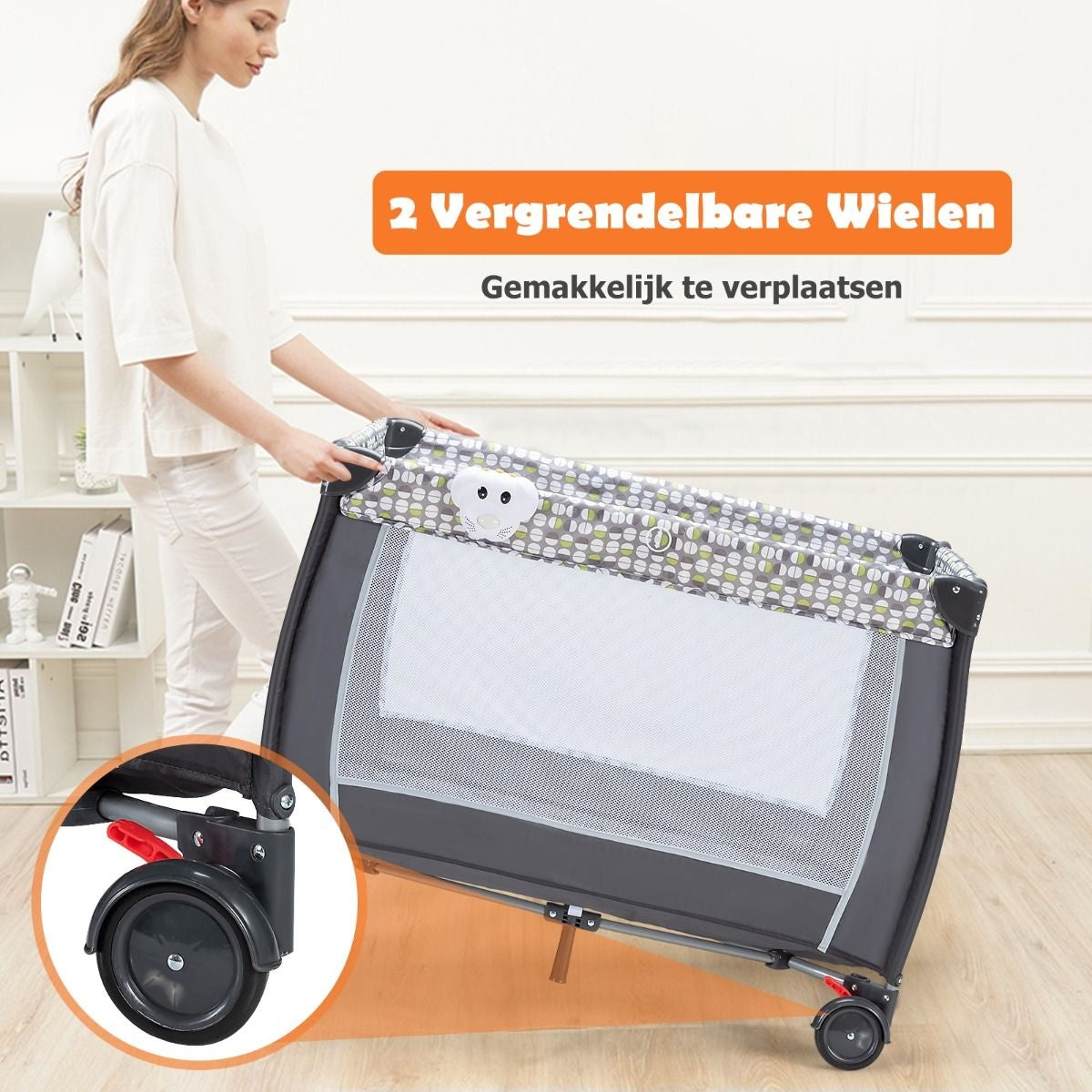 Coast 3-In-1 faltbares Reisebett & Wickelbett & Box mit abnehmbarem und verstellbarem Mesh