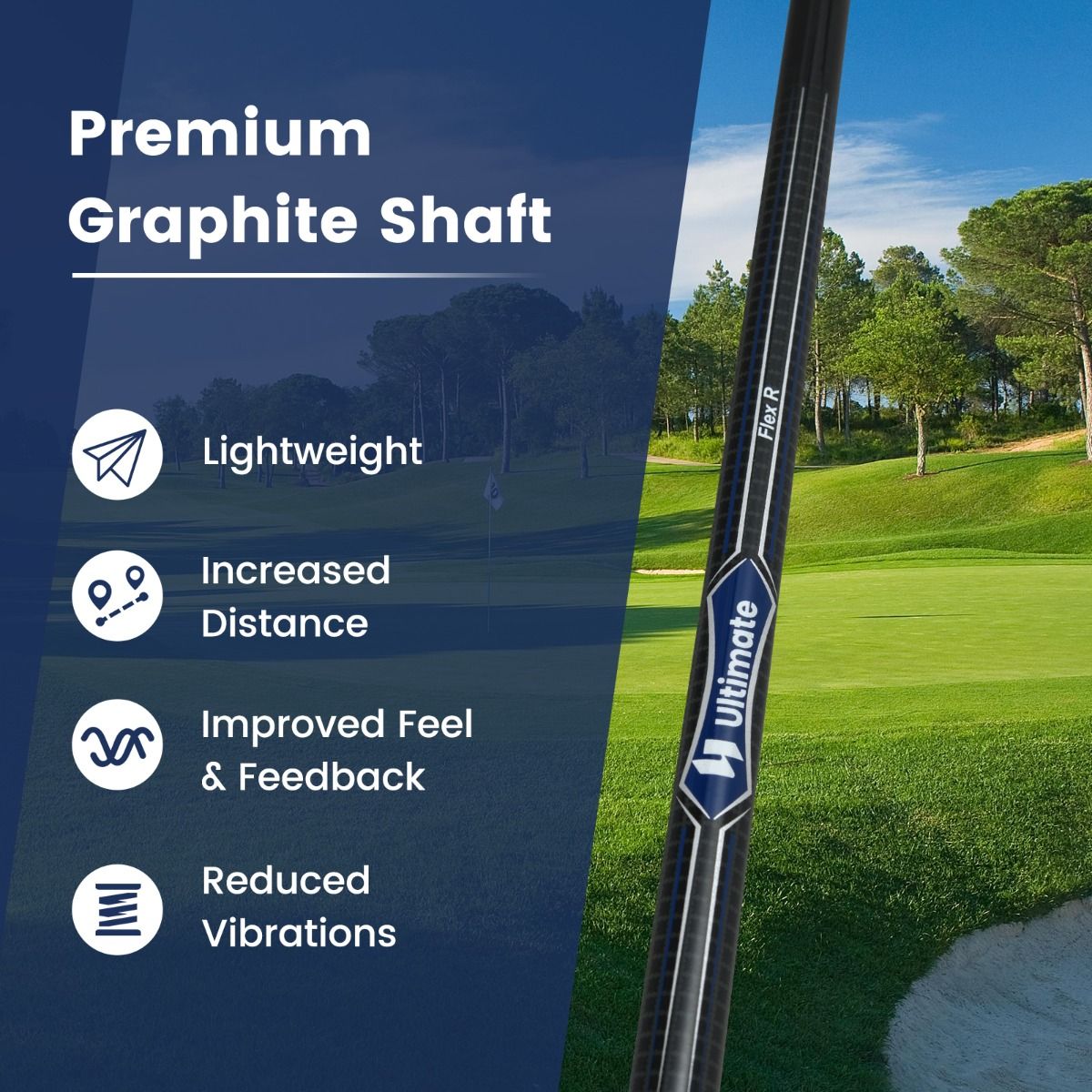 Coast Golf-Driver für Herren – 460-ccm-Schlägerkopf – Graphitschaft – Schwarz und Silber