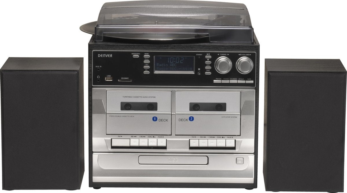 Denver MRD166 Retro-Schallplattenspieler - Mit Lautsprechern - DAB-Radio/CD-Player - Holz - Schwarz